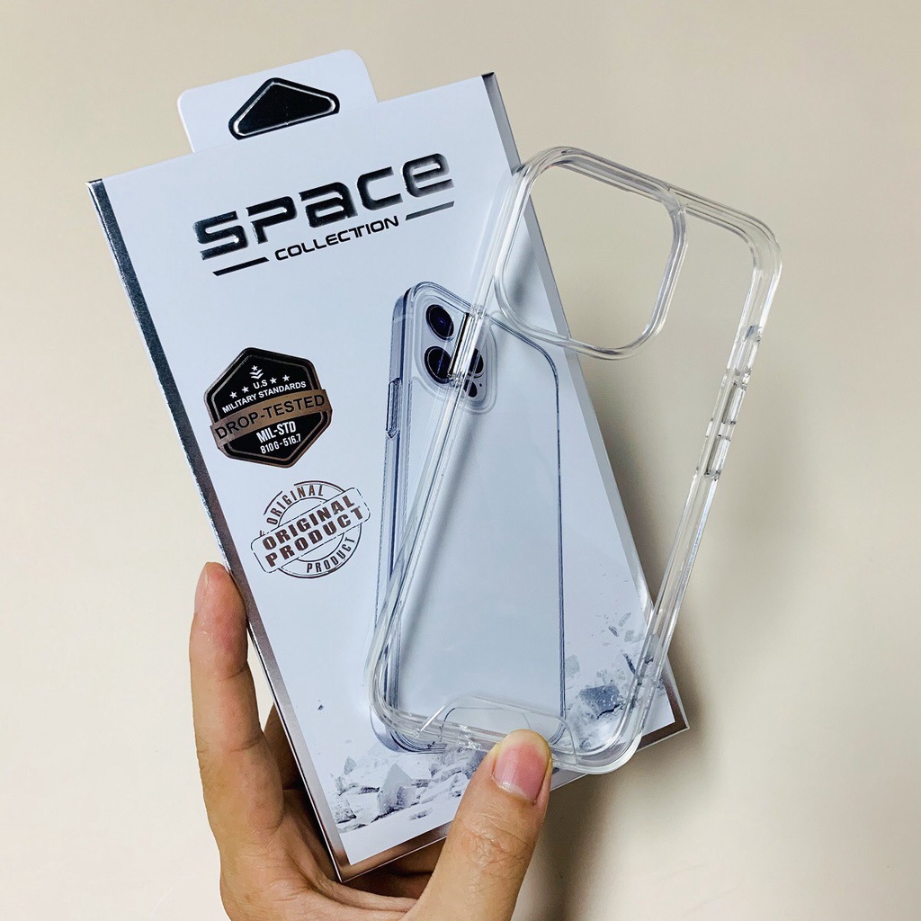 Ốp lưng trong suốt iphone 14 pro max 13 Pro max 12 Pro max 11 Pro max SPACE cao cấp hạn chế ố vàng tối đa VIỀN CỨNG