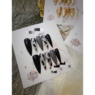 🎀Nail box, móng up thiết kế đen nhũ beo 102🎀