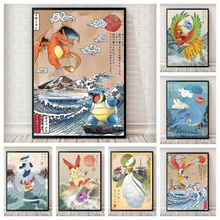 Tranh Vải Cuốn Treo Tường Họa Tiết Hoạt Hình Pokemon