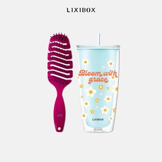Combo Ly Nhựa Giữ Nhiệt Lixibox và Lược Gỡ Rối Umi Flexible Detangling Hair Brush