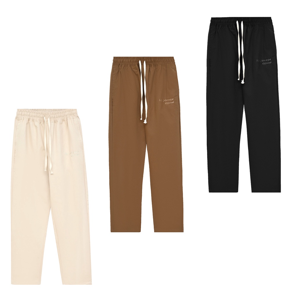 Quần Baggy Kaki SAIGONESE Quần Dài Kaki Cạp Chun Ống Rộng Unisex Nam Nữ / Nâu Bò