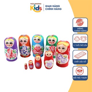 Set 5 mô hình đồ chơi búp bê Nga Matryoshka bằng gỗ từ nhỏ đến lớn - Thảo Phương Kids