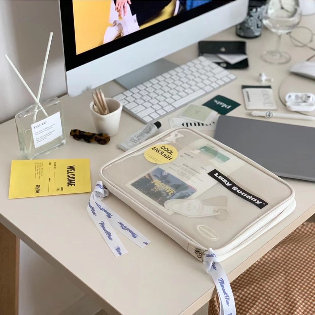 Túi đựng laptop 11/13/15 inch máy tính bảng Phong cách thời trang phù hợp phong cách Hàn Quốc trắng và tím | BigBuy360 - bigbuy360.vn