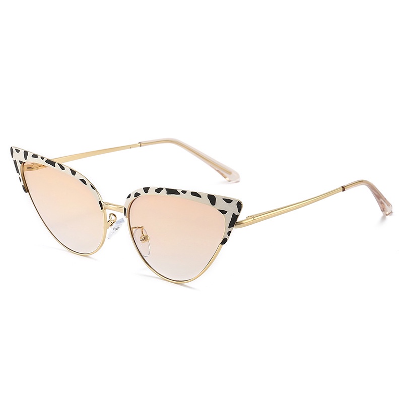 Hàng Sang Trọng [Hàng Sang Trọng] Kính Râm Mắt Mèo Gọng Kim Loại Thiết Kế Thời Thượng Cho Nữ