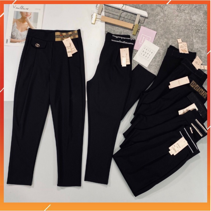 Quần baggy công sở/ quần baggy nữ cạp chun màu đen chất vải UMi dáng Quần bom bo gấu cạp chữ siêu co giãn XM ThuVu