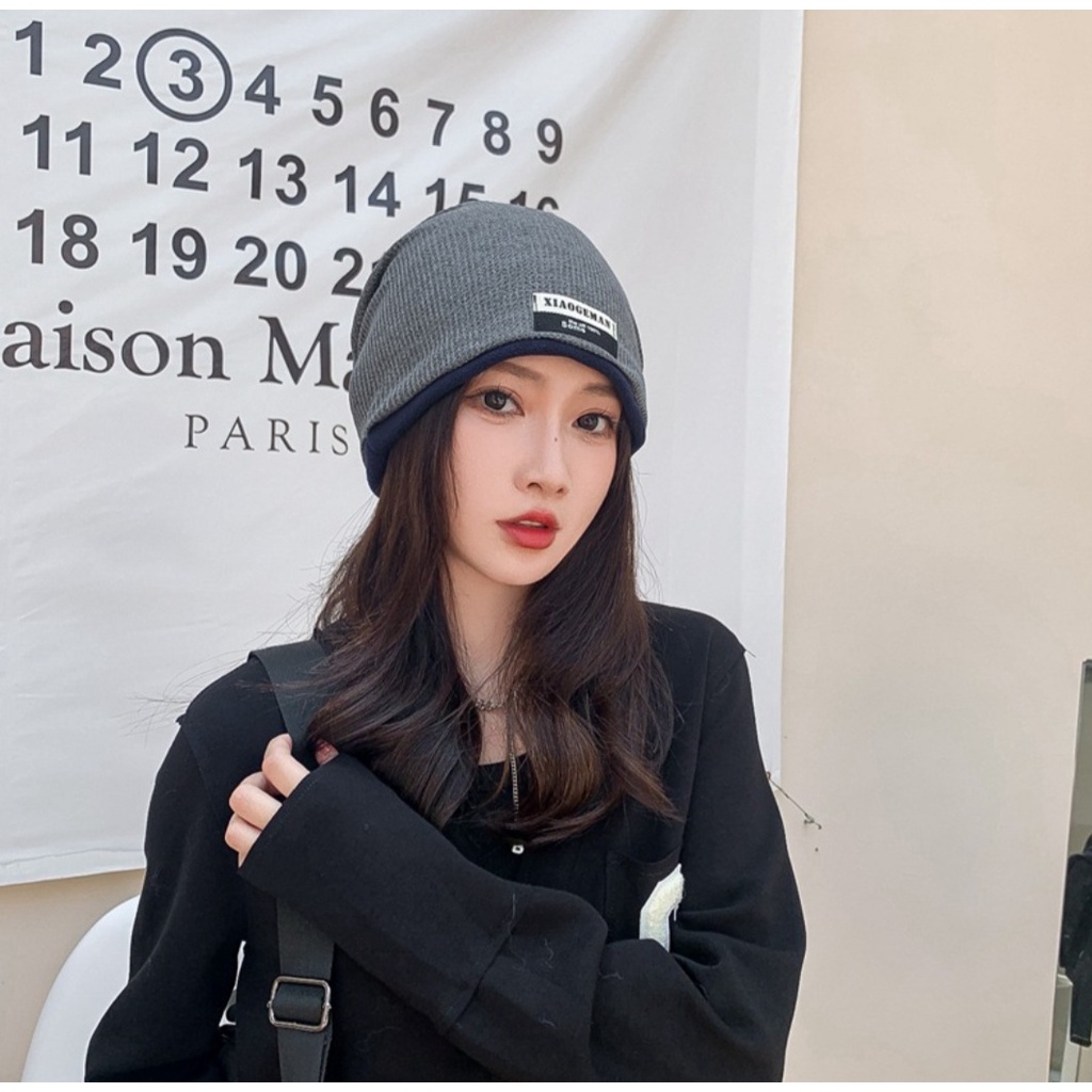 Mũ tạo kiểu kiêm khăn ống đa năng bo viền thời trang tiện lợi phong cách hàn quốc