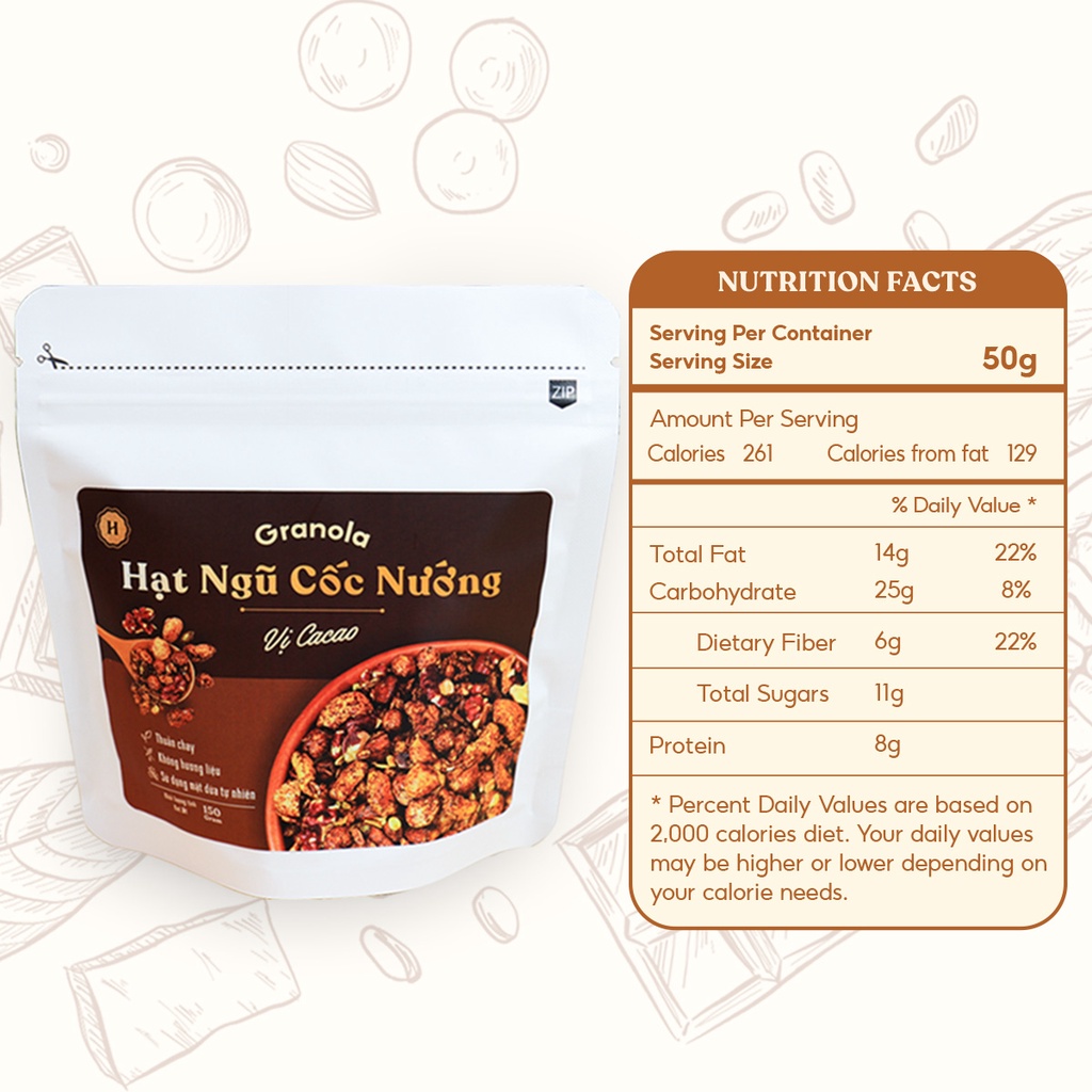 Granola nướng giòn tan - Dùng mật dừa nước, 0 trái cây sấy, GI thấp - Hạt ngũ cốc giảm cân- Heyday