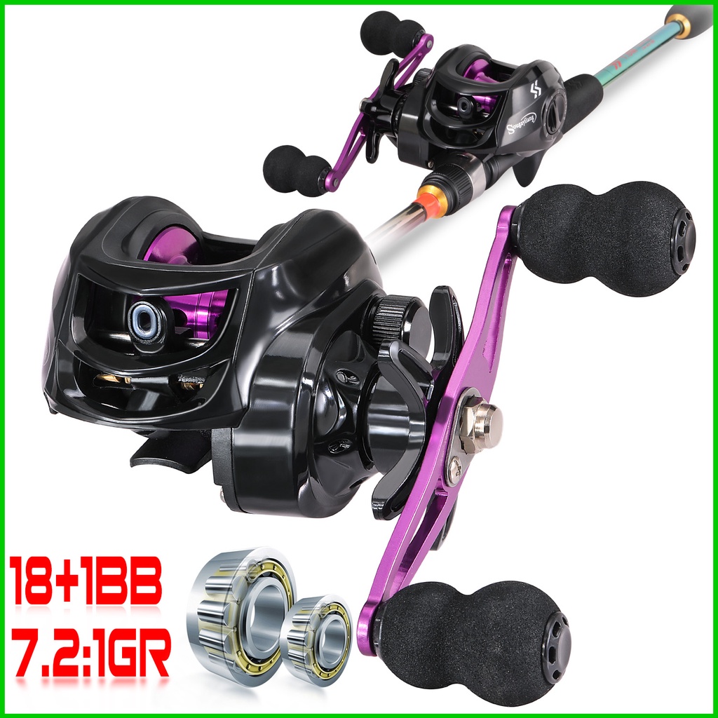 Máy câu cá 7.2: 1 Câu cá tốc độ cao Lực kéo tối đa 8KG máy ngang câu lure