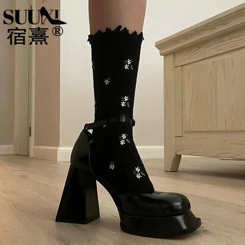 Giày Mary Gót Cao Dày Quai Thẳng Phong Cách Mới 2022 Cho Nữ