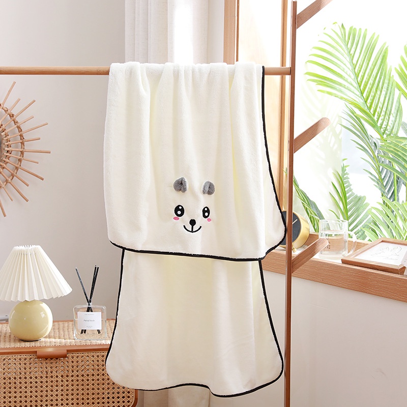 Khăn Tắm Vải Lông Cừu San Hô Dày Dặn Mềm Mại Thấm Hút Nước Khô Nhanh Cho Bé