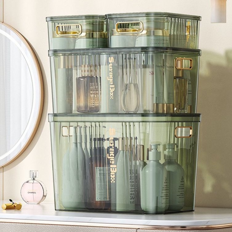 Khay Đựng Mĩ Phẩm, Hộp Đựng Đồ Đa Năng Trong Suốt Có Nắp Nhiều Màu Sang Trọng Q062