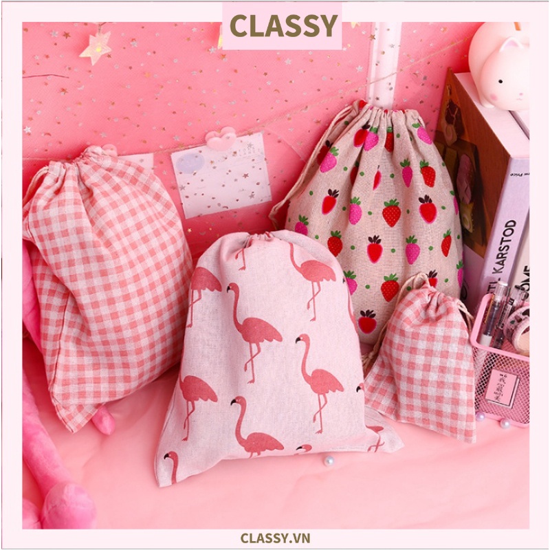 Túi dây rút Classy nhiều kích cỡ, họa tiết đa dạng, đựng phụ kiện, mỹ phẩm tiện lợi PK646