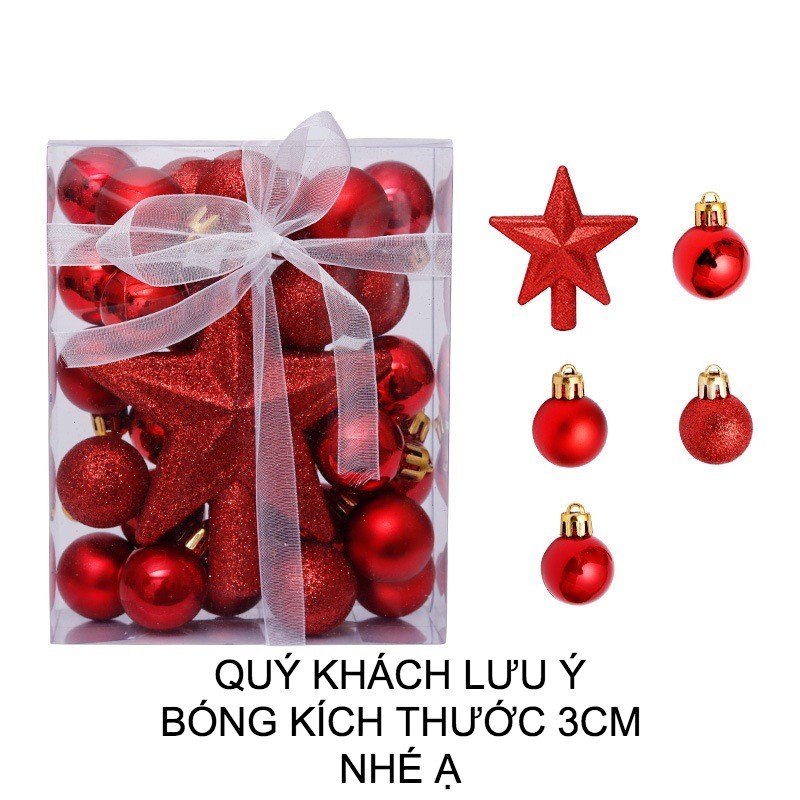 Set 30 món bóng trang trí Giáng Sinh/ Noel/ tiệc cưới/ sinh nhật, set bóng/ quả châu treo cây thông Noel nhiều mầu