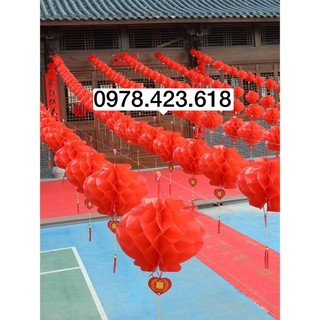 Lồng đèn giấy đỏ- lồng đèn tổ ông trang trí rực rở-lồng đèn tổ ong ni lông