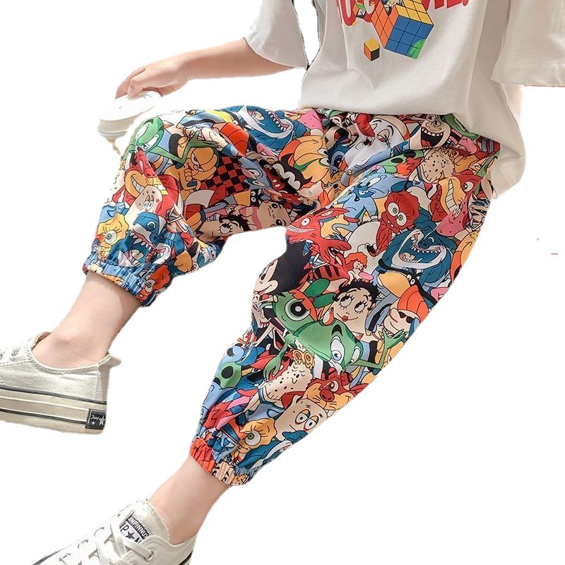 80-140cm Trẻ Em Mùa Hè Unisex Quần Muỗi Cho Bé Phong Cách Mới Bé Trai Hợp Thời Trang Hoạt Hình Búp Bê Phong Cách Mỏng Thường Ngày Bloomers Quần Áo Trẻ Em