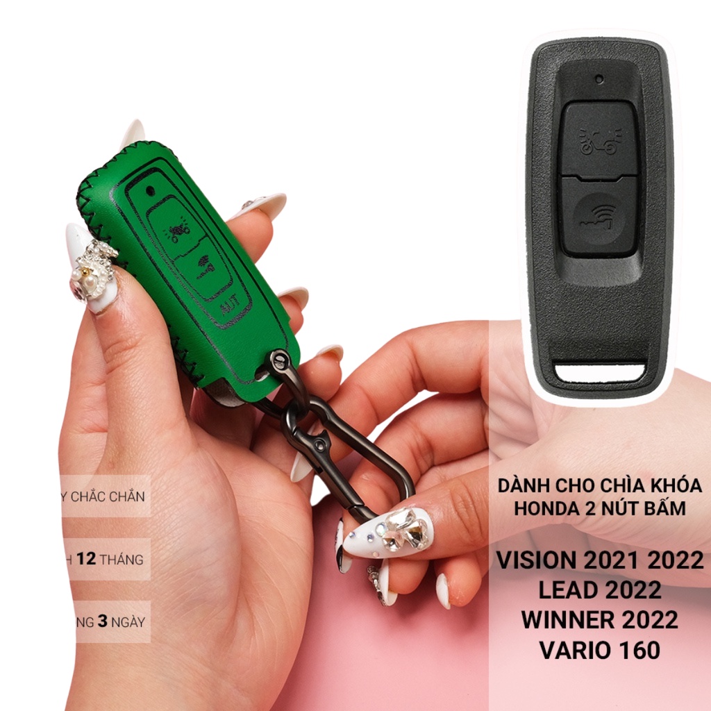 Bao da chìa khóa Honda SH 350i 150i Sh mode Air Blade Vision Leed 2022 2023 2 nút bấm khâu tay