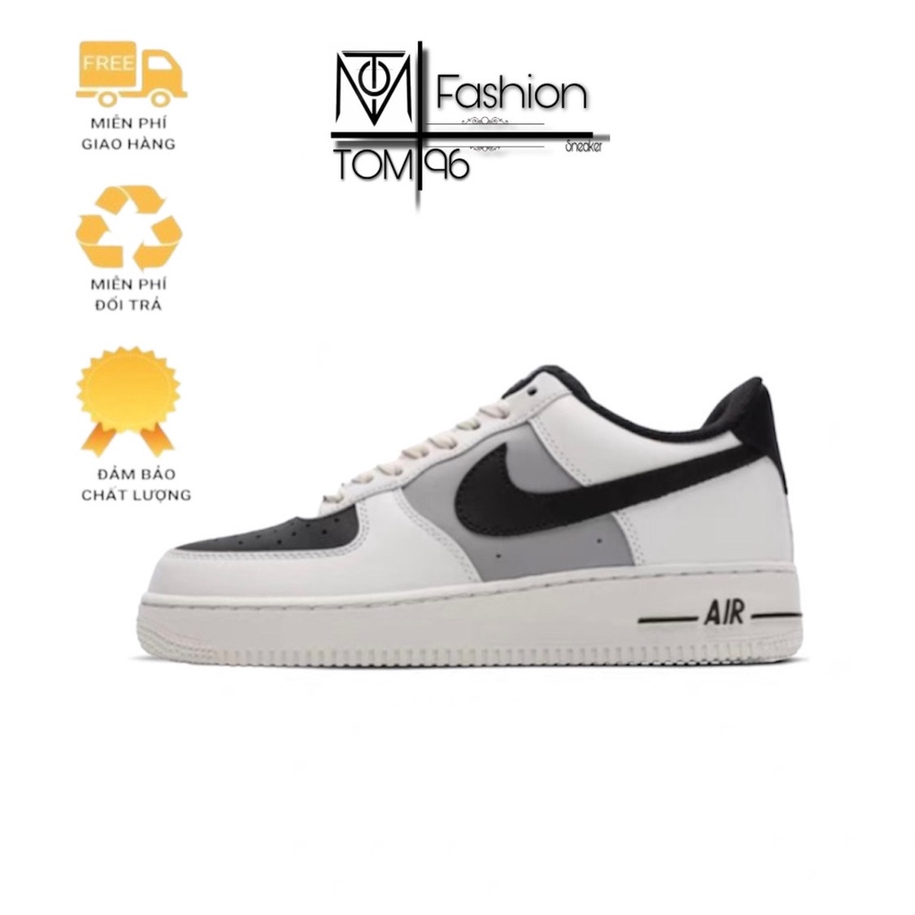 Giày af1 vệt đen cream black , giày thể thao nam nữ màu be tích đen, size 36-43 full box bill. tomfashion