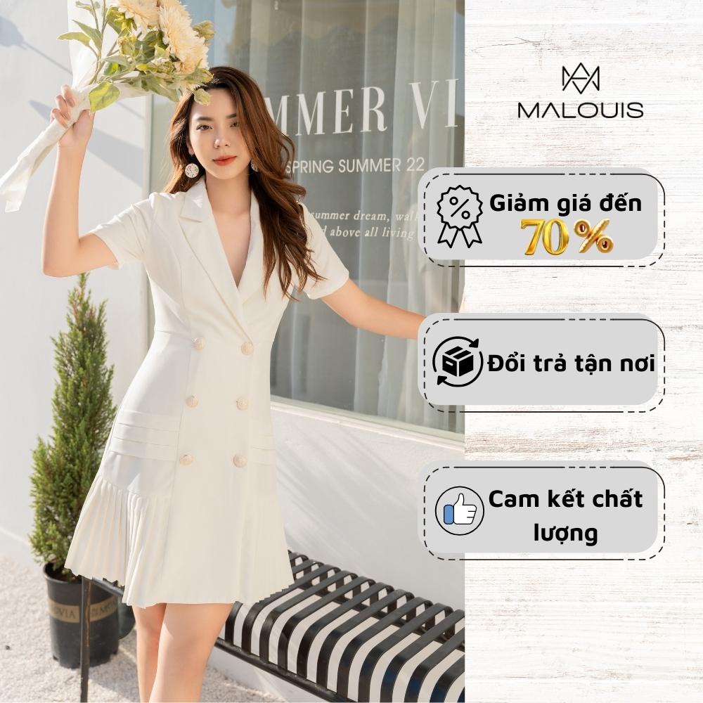Váy cổ vest xếp ly ngắn tay chuẩn size - M141