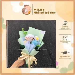 Bó hoa mix size M Milky làm quà tặng/ phụ kiện chụp ảnh