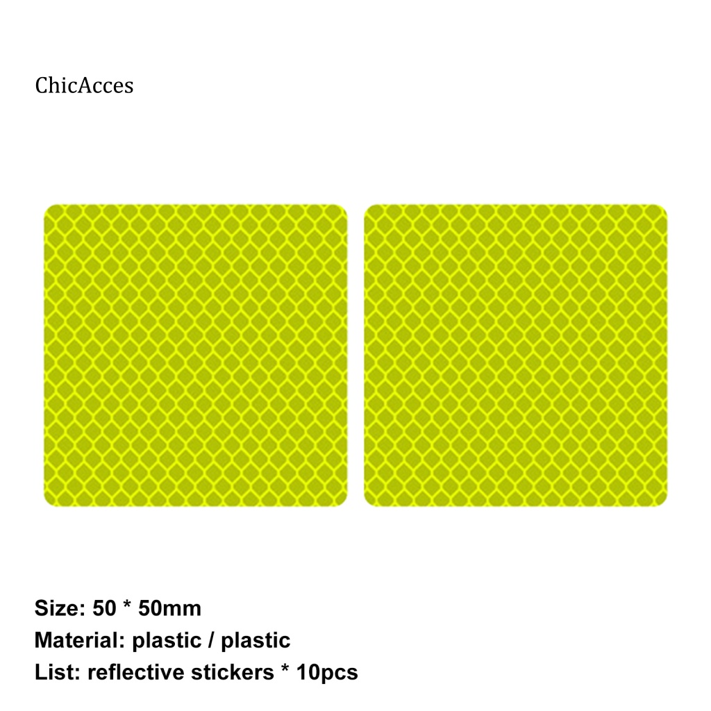 Set 10 Miếng Dán Phản Quang Cảnh Báo An Toàn Hình Vuông Chống Nước Trang Trí Xe Đạp