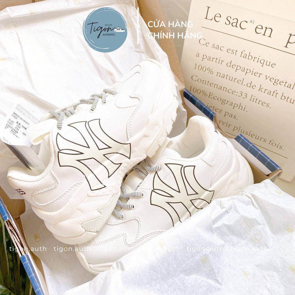 Giày thể thao nữ MLB NY Yankee - Big Ball Chunky A, Giày thể thao trắng chính hãng MLB 32SHC1911-50I [100% AUTHENT