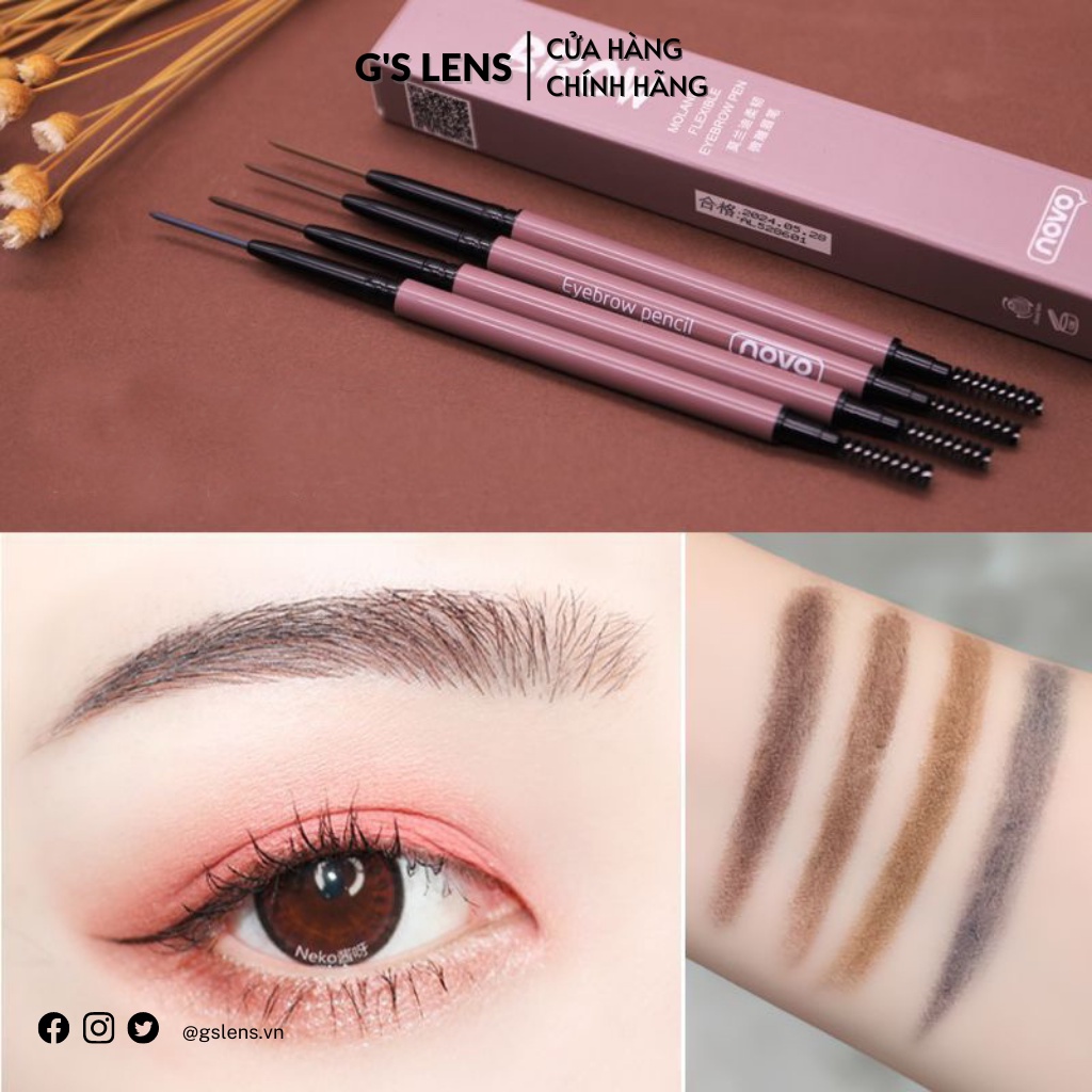 Chì Mày 2 Đầu Nét Mảnh Chính Hãng NOVO Simplicty Flexible Eyebrow Pen - G'S LENS