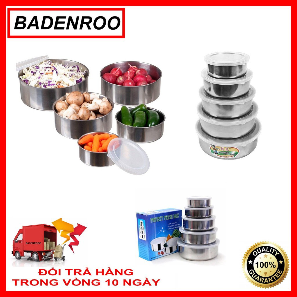 🛑FREESHIP🛑 Combo 5 Bộ 5 bát inox bảo quản thực phẩm