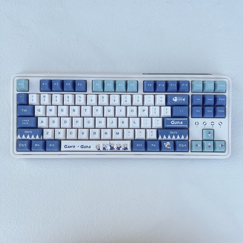 Gawr Gura Keycaps Cherry Profile Anime PBT Dye Sub Bàn phím cơ Keycap