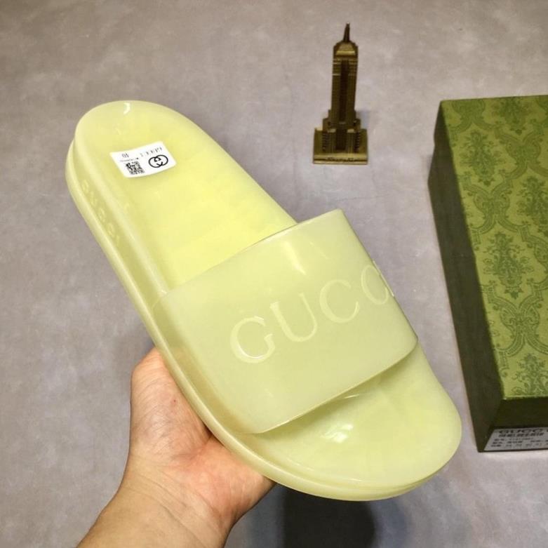 Dép Gucci trong suốt cao cấp , dép lê quai ngang GC nhựa dẻo Full Box g