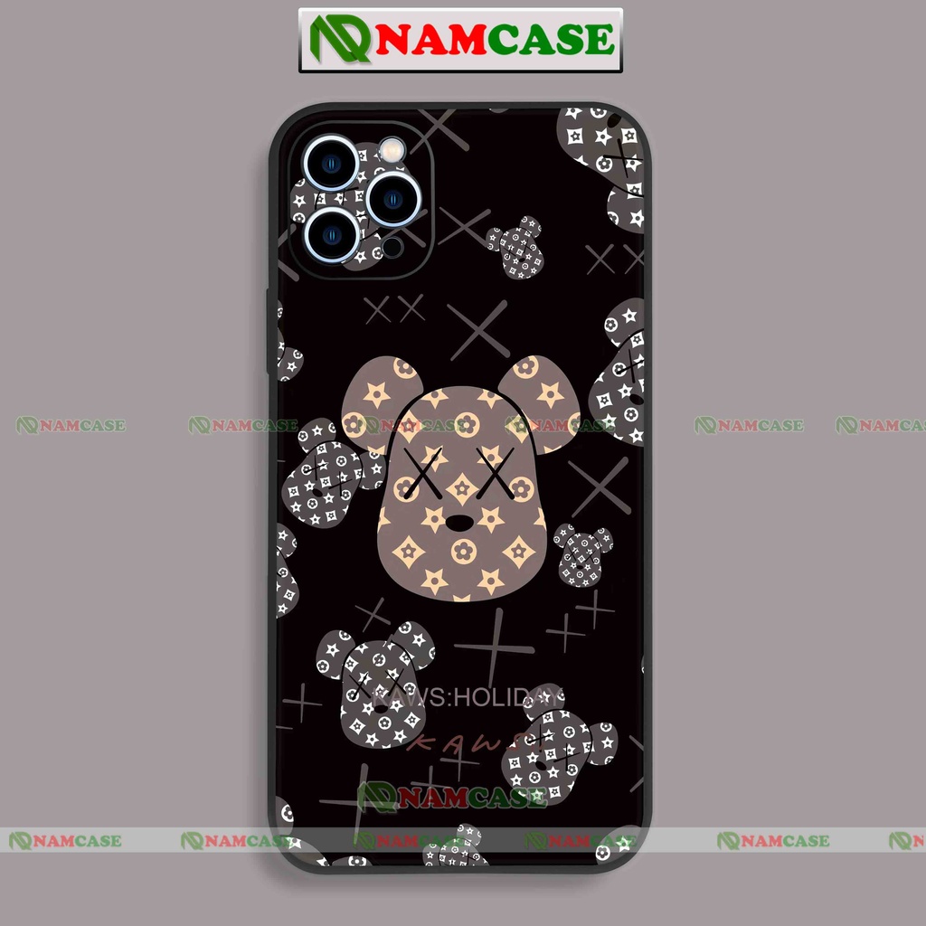 Ốp lưng điện thoại iPhone gấu Kaws cạnh vuông silicon dẻo bảo vệ camera ip 6/6s/7/8/X/XS/XR/11/12/13/14 Pro Plus Max