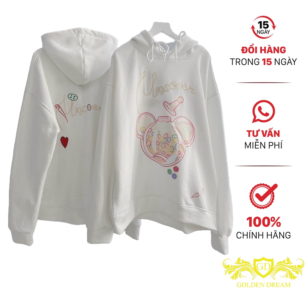 Aó Hoodie Nữ Vải Nỉ GOLDEN DREAM Phối Hoạ Tiết Nổi Bật GD655