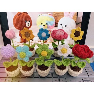 Chậu hoa len handmade mini