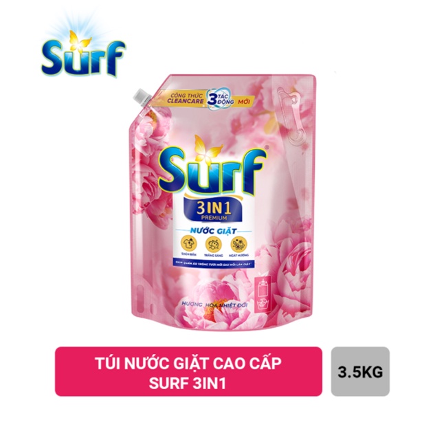 Nước Giặt Surf Hương Nước Hoa Túi 3.1Kg, 3.3kg, 3,5kg