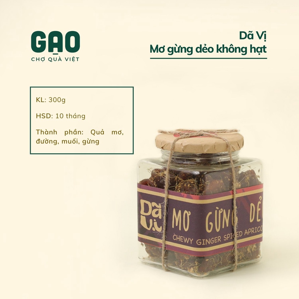 Ô mai mơ gừng dẻo không hạt - Dã Vị - Lọ 300g