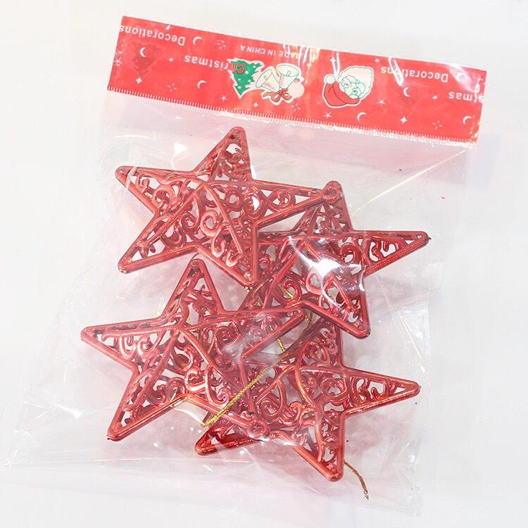 Set 4 sao trang trí noel, set sao trang trí cây thông noel nhân dịp giáng sinh