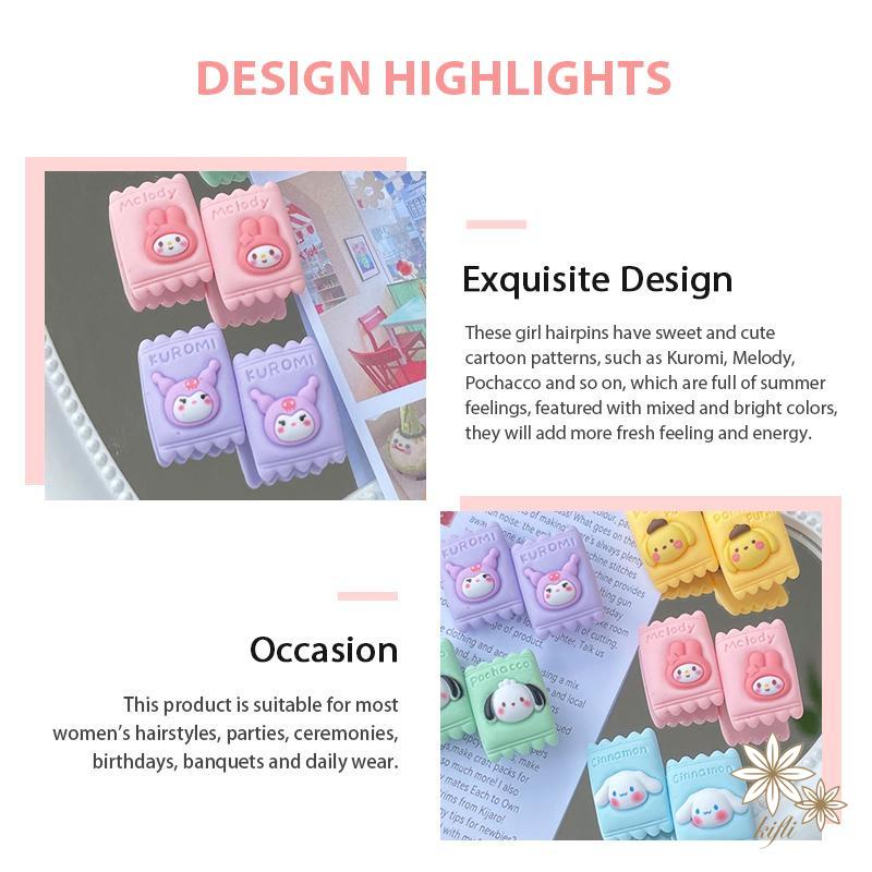 Kẹp Tóc Càng Cua Nhiều Size Nhỏ Mini Đính Charm Sanrio Kuromi Melody Cinnamoroll Resin