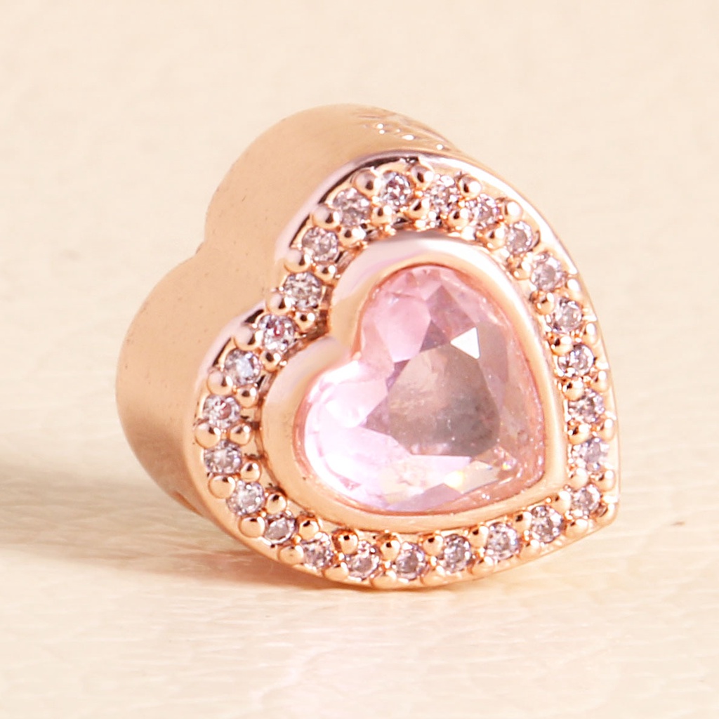 Charm xỏ trái tim viền đính đá - Linhcharms