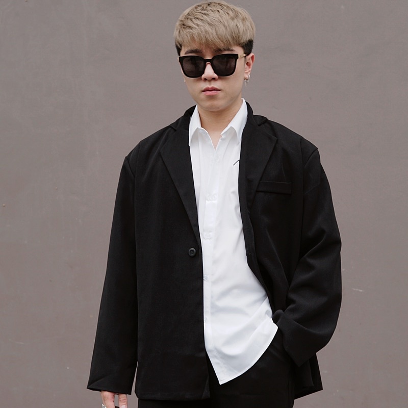 Áo khoác blazer đen dáng dài BIGSIZE phong cách Hàn Quốc lịch lãm sang trọng chất liệu tuyết mưa cao cấp có size lớn | BigBuy360 - bigbuy360.vn