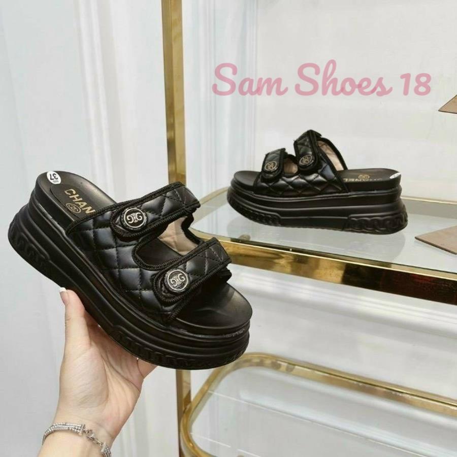 Dép Bánh Mì Nữ Đế Xuồng 7cm Độn Đế Cao, 2 Quai Ngang Khóa Dán, Các Màu Thời Trang Đi Chơi Hot Hàng Đẹp Loại 1 Nhẹ