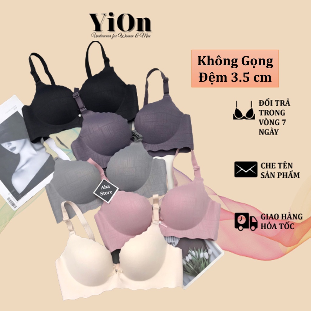Áo Ngực Su Đúc Không Gọng Đệm Dày Viền Sóng Họa Tiết 3D Đính Nơ Nhỏ YiOn Underwear AS11