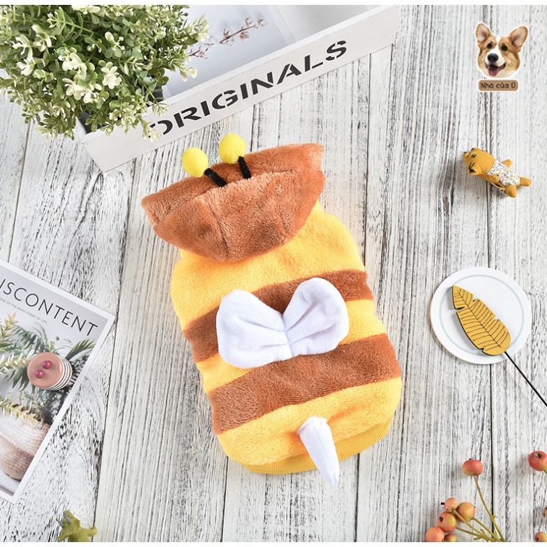 Áo Cho Chó To - Áo Thu Đông Cho Corgi, Samoyed, Golden chất Nhung Bông Hình Con Ong