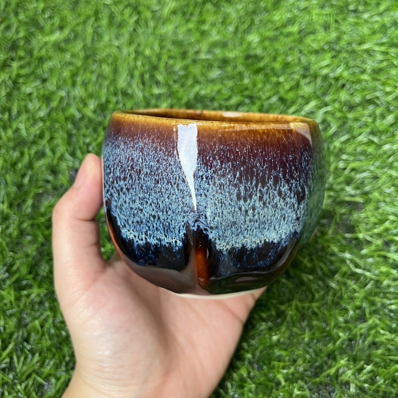 Chậu sứ men hỏa biến hình bóng lõm - Nhiều màu - Solar Garden