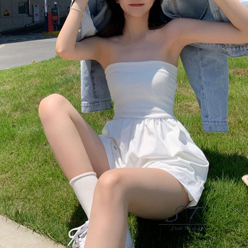 Bộ Áo Liền Quần Hai Dây Hở Lưng Màu Trơn Thời Trang Mùa Hè CY03