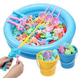 Bể câu cá cỡ lớn size đại kèm cần câu và xô đựng cá cho bé chơi cùng bạn bè, gia đình thú vị
