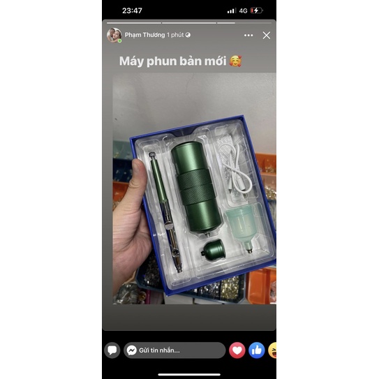 Máy phun sơn gel omber tích điện mini ( Tặng kèm lọ pha gel)