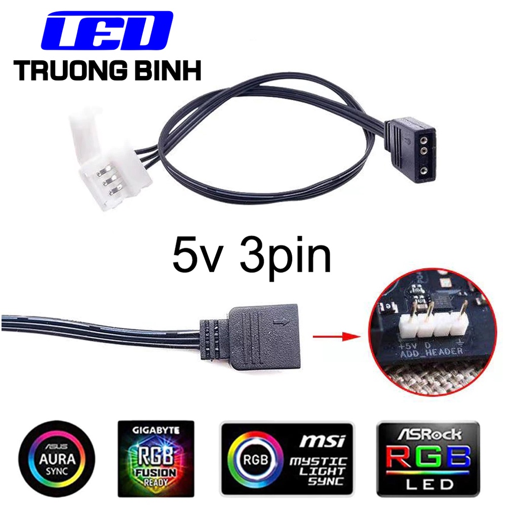ĐẦU NỐI ARGB 5V 3PIN VỚI KHỚP NỐI NHANH KẾT NỐI LED WS2812B VỚI PC QUA CỔNG AURA