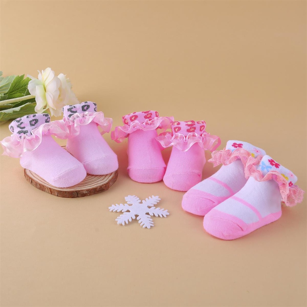 Set 6 Đôi Vớ Nhún Bèo Nhiều Màu Bằng Cotton Dành Cho Bé Gái Sơ Sinh / Bé Gái / Bé Gái Mới Biết Đi / Bé Gái