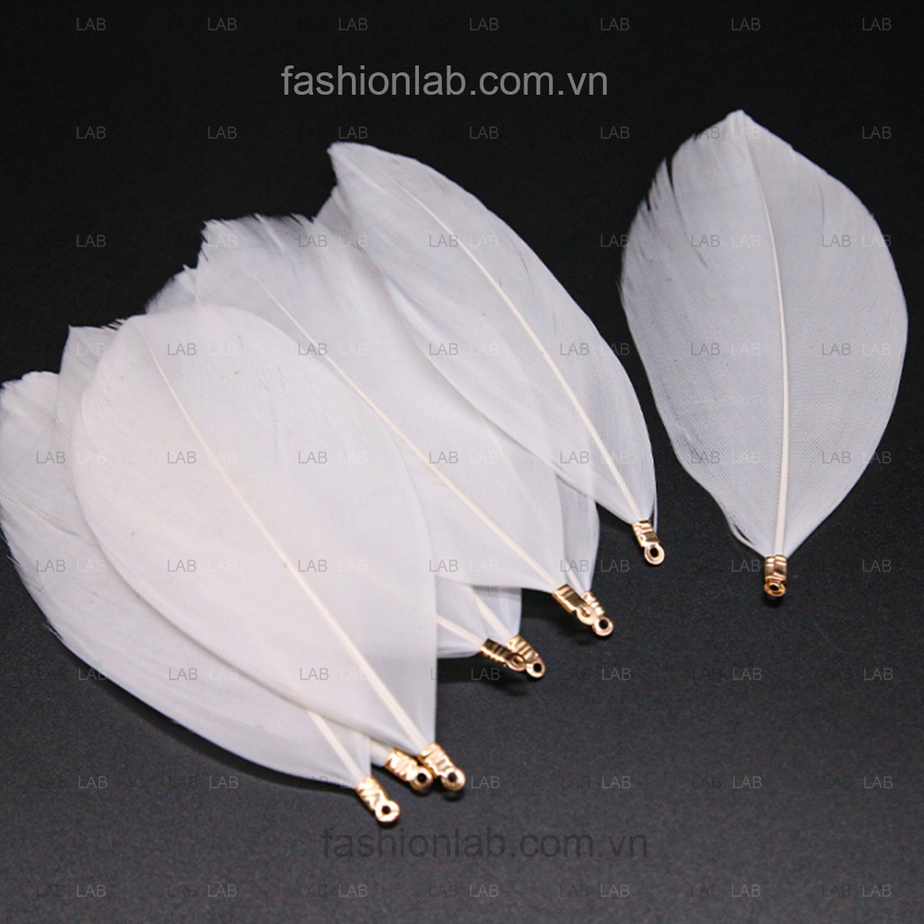 10 chiếc Lông vũ - lông chim chuôi kim loại #0212