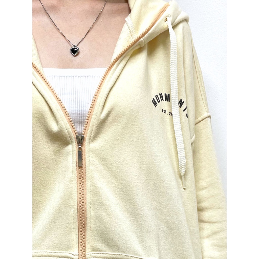 Áo khoác Hoodie zip Moment có nón vải chân cua cao cấp form rộng unisex nam nữ – Célia