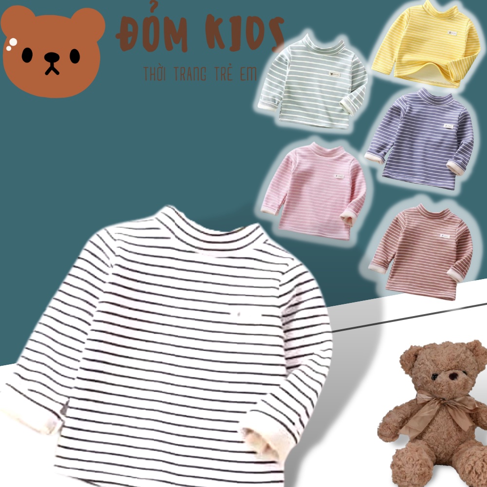 Áo Giữ Nhiệt Cổ Cao Chất Nỉ Bông Và Len Cotton Ấm Áp Mùa Đông, Thêu Cổ Đáng Yêu Cho Bé Trai, Bé Gái AO010